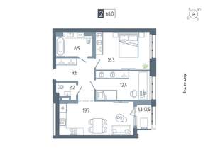 2-к квартира, строящийся дом, 68м2, 11/24 этаж