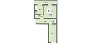 2-к квартира, вторичка, 62м2, 4/12 этаж