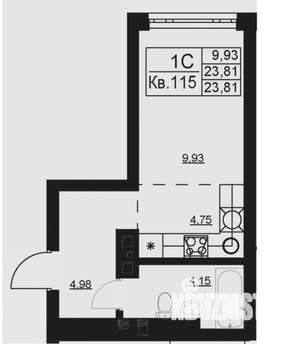 Студия квартира, вторичка, 24м2, 8/27 этаж