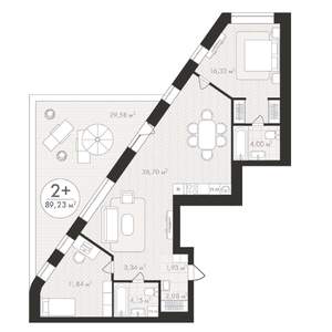 2-к квартира, строящийся дом, 89м2, 11/24 этаж