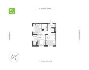 2-к квартира, строящийся дом, 59м2, 13/24 этаж