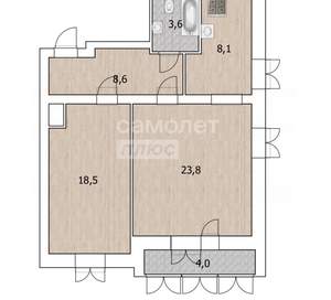 2-к квартира, вторичка, 61м2, 1/4 этаж