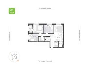 3-к квартира, вторичка, 80м2, 23/24 этаж