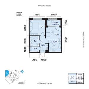 2-к квартира, вторичка, 43м2, 3/32 этаж