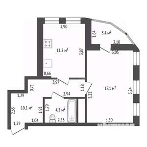 2-к квартира, вторичка, 43м2, 2/25 этаж