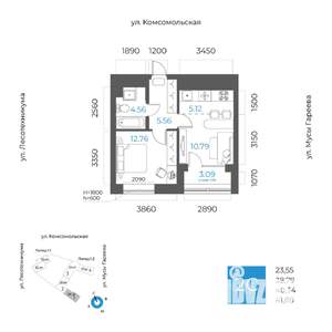2-к квартира, вторичка, 40м2, 16/20 этаж