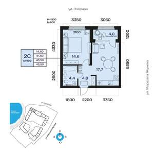 2-к квартира, вторичка, 44м2, 5/32 этаж