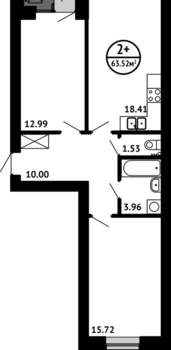 2-к квартира, вторичка, 64м2, 2/8 этаж