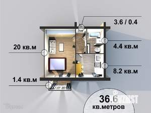 1-к квартира, вторичка, 37м2, 5/5 этаж