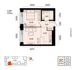 2-к квартира, вторичка, 34м2, 22/20 этаж