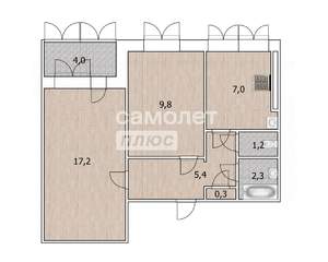 2-к квартира, вторичка, 43м2, 7/9 этаж