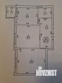 2-к квартира, вторичка, 60м2, 1/3 этаж