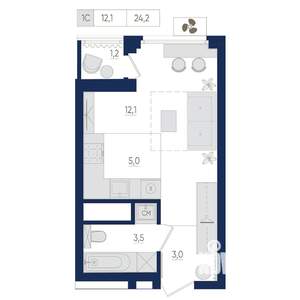 1-к квартира, вторичка, 24м2, 12/25 этаж