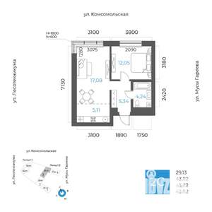 2-к квартира, вторичка, 44м2, 4/24 этаж