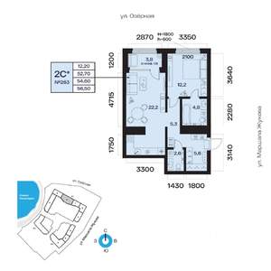 2-к квартира, вторичка, 55м2, 6/32 этаж