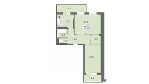 2-к квартира, вторичка, 61м2, 12/12 этаж