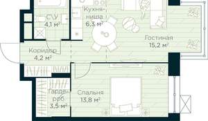 1-к квартира, вторичка, 47м2, 17/30 этаж