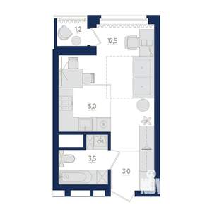 1-к квартира, вторичка, 25м2, 17/22 этаж