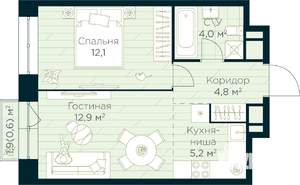 1-к квартира, вторичка, 40м2, 11/15 этаж