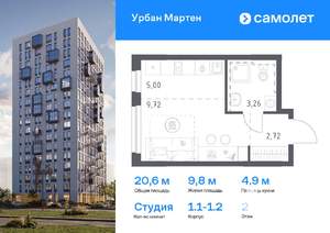 Студия квартира, вторичка, 21м2, 2/17 этаж