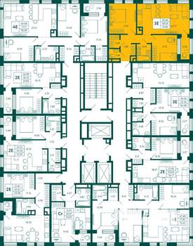 2-к квартира, строящийся дом, 60м2, 18/29 этаж
