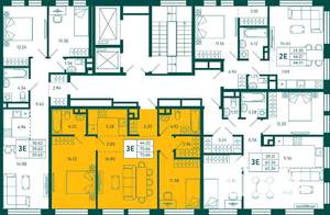 2-к квартира, строящийся дом, 71м2, 16/18 этаж