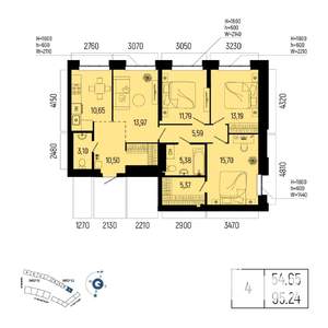 4-к квартира, вторичка, 95м2, 23/25 этаж