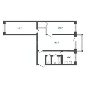 3-к квартира, вторичка, 58м2, 5/5 этаж