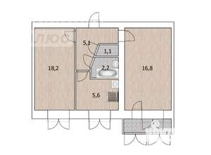 2-к квартира, вторичка, 44м2, 5/6 этаж