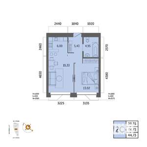 2-к квартира, вторичка, 45м2, 31/32 этаж