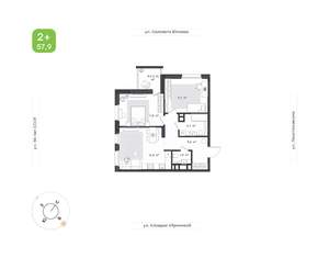 2-к квартира, вторичка, 58м2, 8/25 этаж