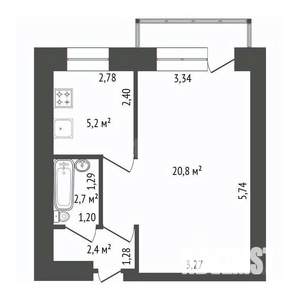 1-к квартира, вторичка, 31м2, 7/9 этаж