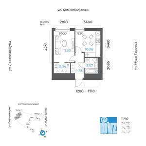 1-к квартира, вторичка, 34м2, 19/32 этаж
