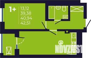 1-к квартира, строящийся дом, 41м2, 25/25 этаж