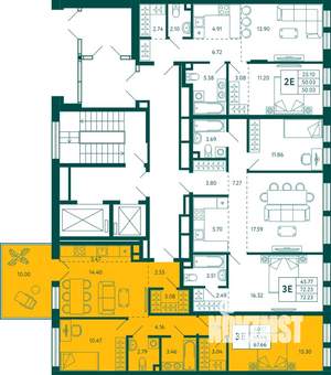 2-к квартира, строящийся дом, 68м2, 2/16 этаж