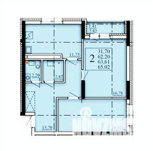 2-к квартира, строящийся дом, 64м2, 8/25 этаж