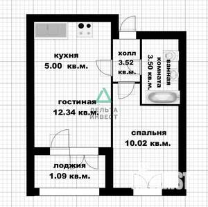 1-к квартира, сданный дом, 35м2, 2/9 этаж