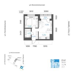 2-к квартира, вторичка, 40м2, 3/24 этаж
