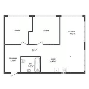 3-к квартира, вторичка, 60м2, 5/32 этаж