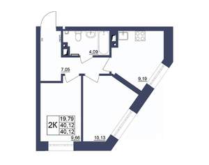 2-к квартира, строящийся дом, 41м2, 2/34 этаж