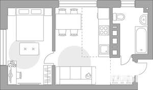 2-к квартира, строящийся дом, 37м2, 20/23 этаж