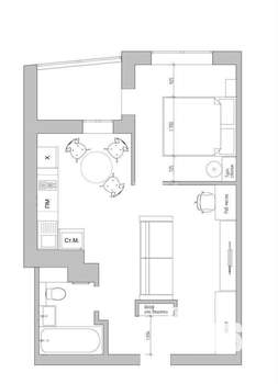 1-к квартира, вторичка, 43м2, 14/25 этаж