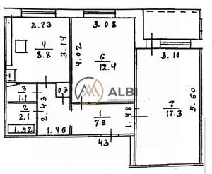 2-к квартира, вторичка, 50м2, 11/12 этаж
