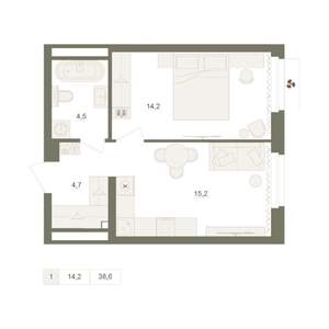 1-к квартира, вторичка, 39м2, 10/25 этаж
