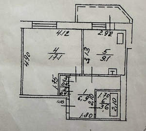 1-к квартира, вторичка, 38м2, 8/9 этаж