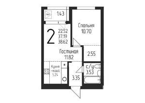 2-к квартира, вторичка, 39м2, 16/24 этаж