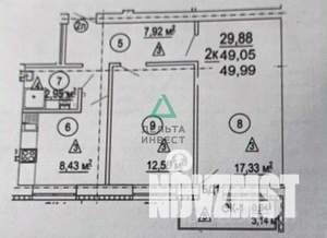 2-к квартира, вторичка, 47м2, 1/5 этаж