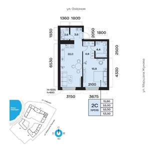 2-к квартира, вторичка, 53м2, 6/32 этаж