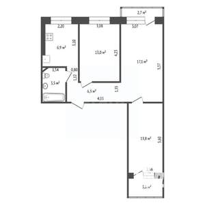 3-к квартира, вторичка, 61м2, 9/9 этаж