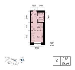 1-к квартира, вторичка, 25м2, 7/25 этаж